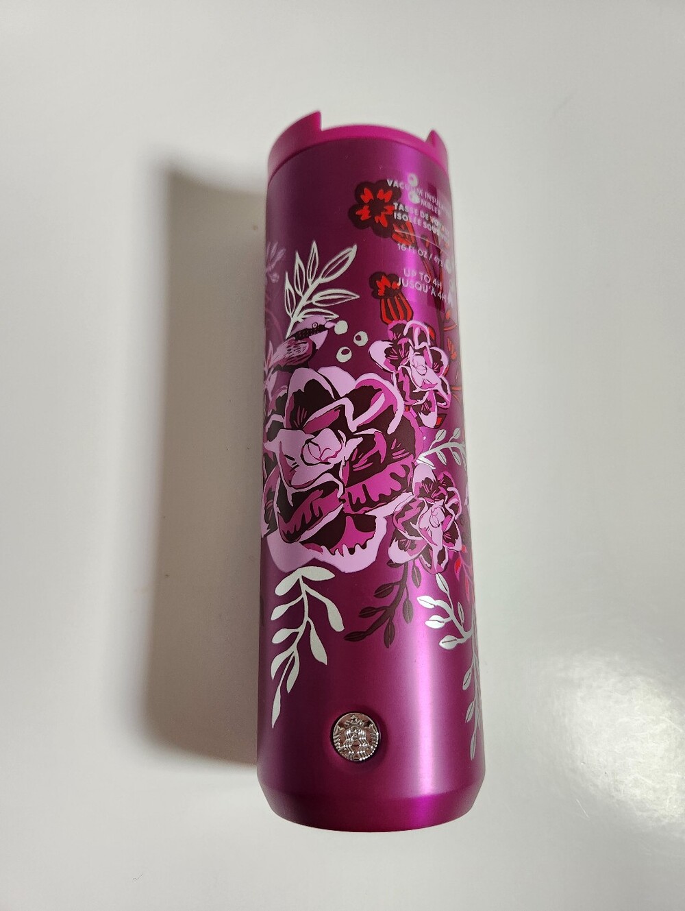 🎈 16 FL OZ Starbucks Tumbler Vacuum Insulated Pink Flowers Floral